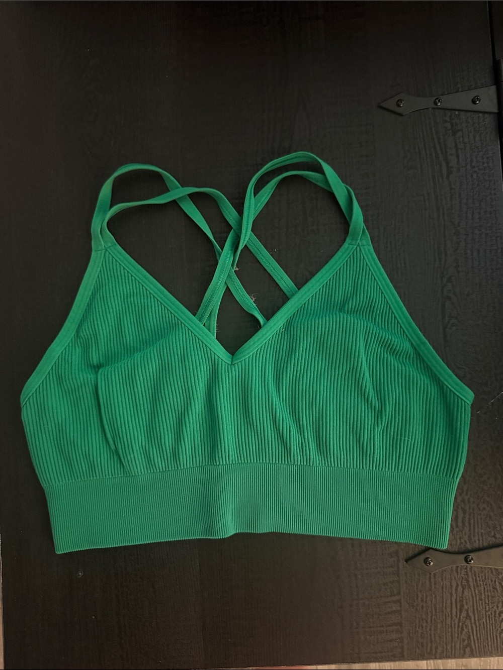 Aerie Ribbed Crisscross Bralette - Beige, Blue & Green - set of 3! - Picture 5 of 7